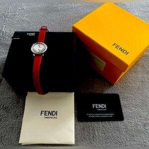 Fendi women watch red strap in great condition. Authentic